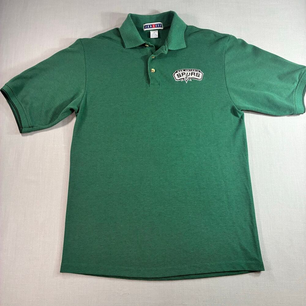 Vintage Jerzees San Antonio Spurs Polo Shirt Green Men’s M Embroidered NBA